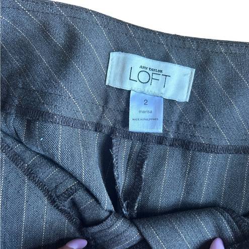 Loft  Marisa Wool Pinstripe Wide Leg Pants Gray High Rise Size 2 Y2K