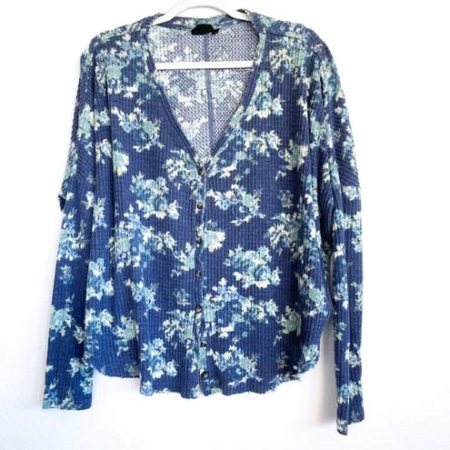 Urban Outfitters Out From Under Floral Button up Waffle Knit Long Sleeve