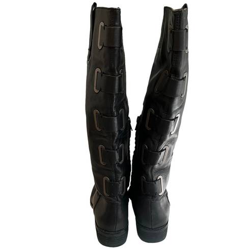 Arturo Chiang  Knee High Buckle Accent Leather Boots, Sz 7