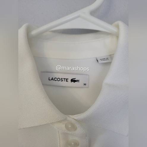 Lacoste  Women's Relaxed Fit Flowy Blouse White Button Down Shirt CF5606-166