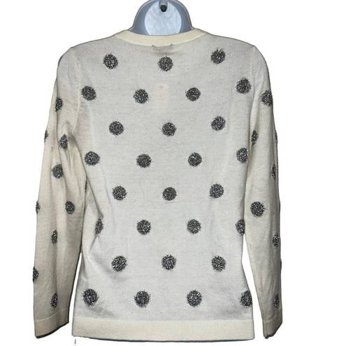 Talbots  Gorgeous Ivory Silver Tinsel Dot Lambswool Blend Sweater NWT $90 Size SP