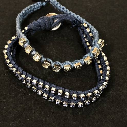 American Eagle Pair of Rope Cord Rhinestone Bracelet Blue  Outfitters AEO