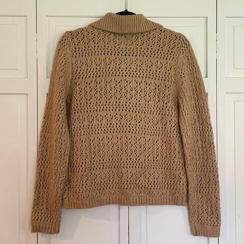 Joie  open knit collared button front cardigan sweater M