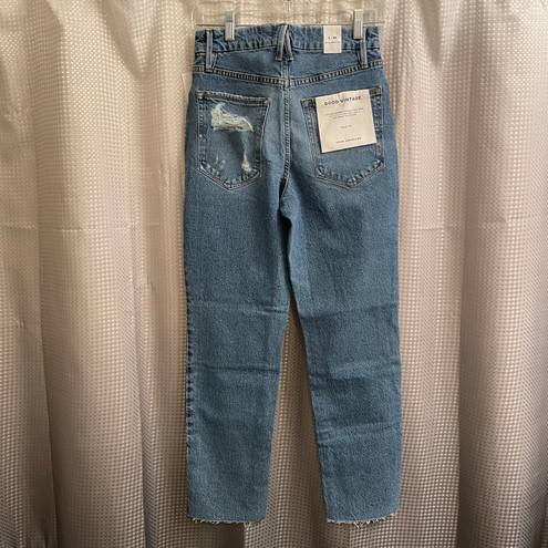 Good American Good Vintage Raw Hem Distressed Pocket Jeans NWT