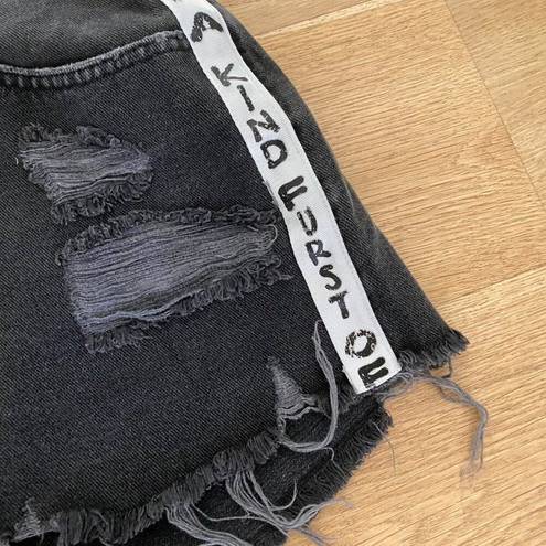 Furst of a Kind  - Distressed High Waist Shorts in Black Denim