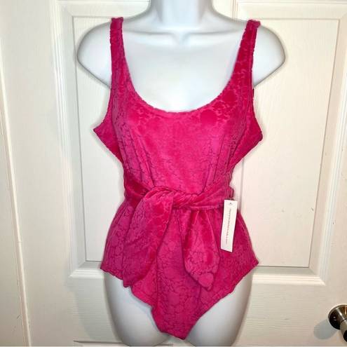 Modcloth  I Want Velour Velour Velour Bodysuit Floral Texture Fuchsia Hot Pink M