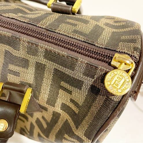 Fendi  Brown All Over F Print Satchel Handbag Designer Authentic Leather