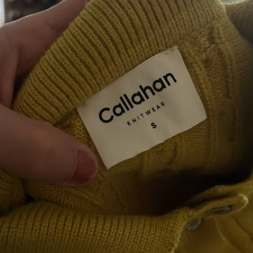 Daisy Revolve Callahan knitwear YELLOW CABLE KNIT LONG SLEEVE  POLO S