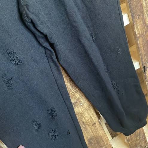 n: philanthropy sweatpants woman’s black distressed pockets cotton blend pant XS