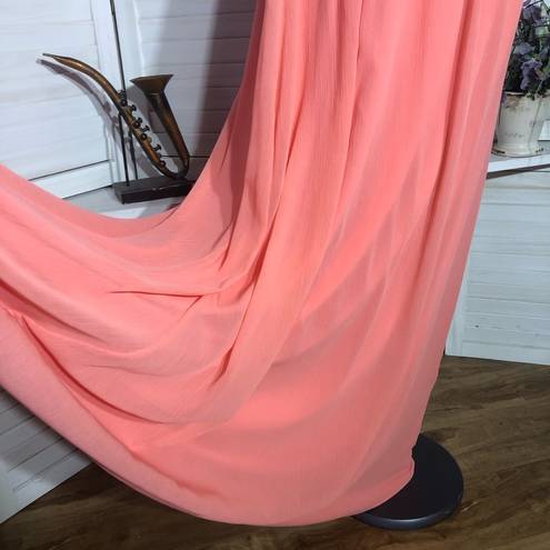 White House | Black Market  coral color chiffon floor length formal dress Sz 6