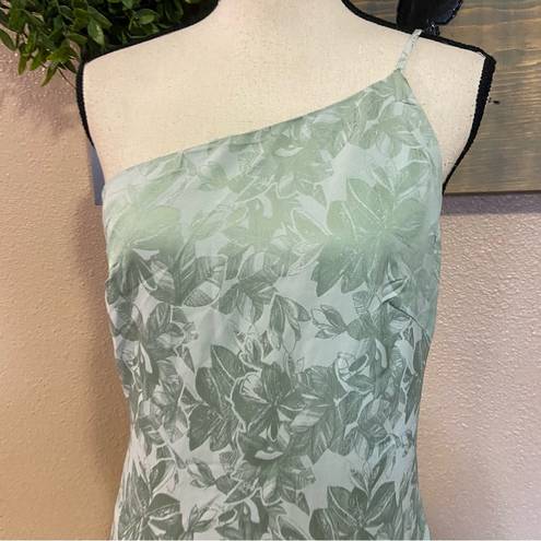 Lulus NWOT  Sweet and Stylish Green Floral Jacquard One-Shoulder Midi Dress