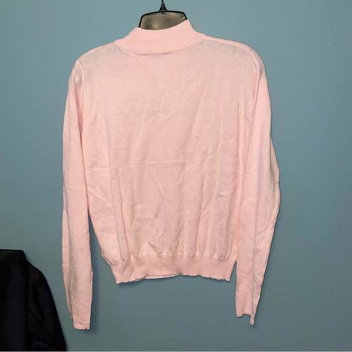 Juicy Couture  Mock Neck Intarsia Logo Sweater in Rose Quartz Size Medium