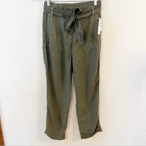 Treasure & Bond  Nordstrom Paperbag Chino Cropped Pants Size 8 Olive Green NEW