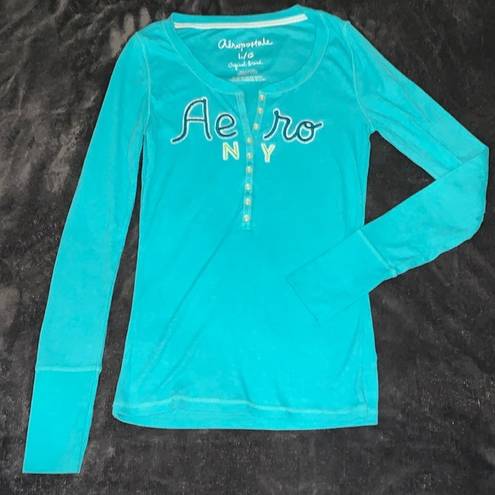 Aeropostale Women’s size large teal  original brand long sleeve shirt V neck