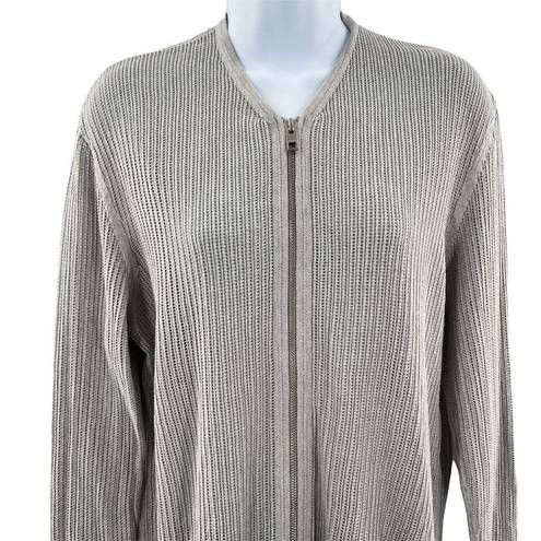 ALLSAINTS  Fellan Zip Up Sweater Open Knit Cardigan Grey Medium