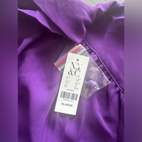 Krass&co NY& Purple Blouse With Bow Tie Front Size XL Women’s Top NWT