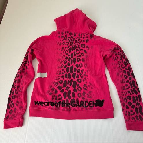 Free City  Leopard Zip Hoodie Fuschia, S