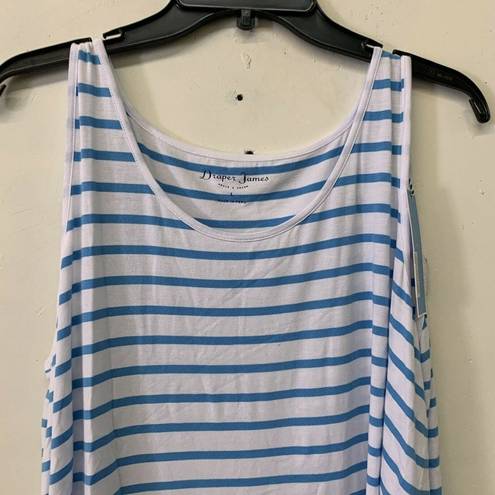 Draper James  Womens Blue White Striped Scoop Neck Tank Top Stretch Size Large