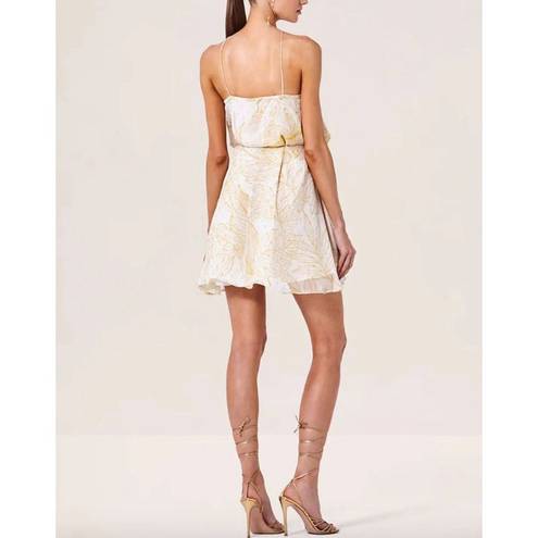 Alexis  Asia Ruffle Halter Medallion Mini Dress Golden Palms Womens Size Medium