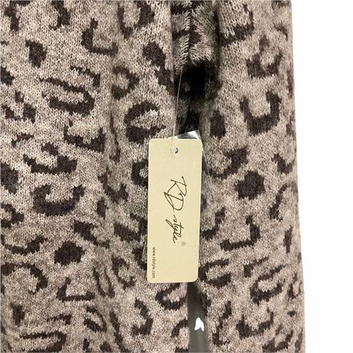 RD Style  Cardigan Leopard Animal Print Brown Gray Oversized NWT Size Small