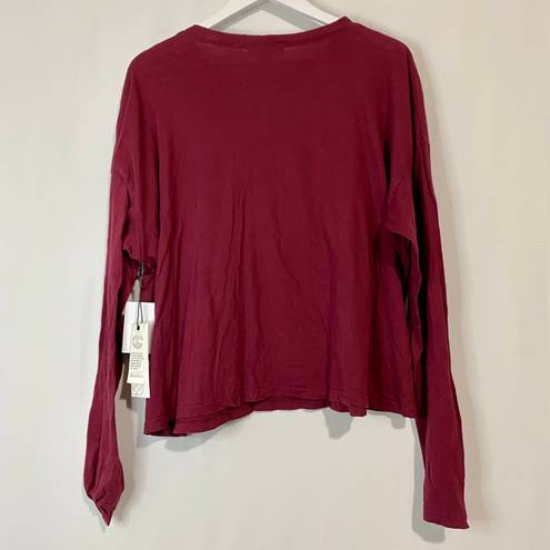 Treasure & Bond Women’s NYC Cheetah Long Sleeve Tee Burgundy Size Large NWT