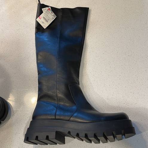 ZARA  Treaded Knee High Lug Boots - Sz 10/41/NWT