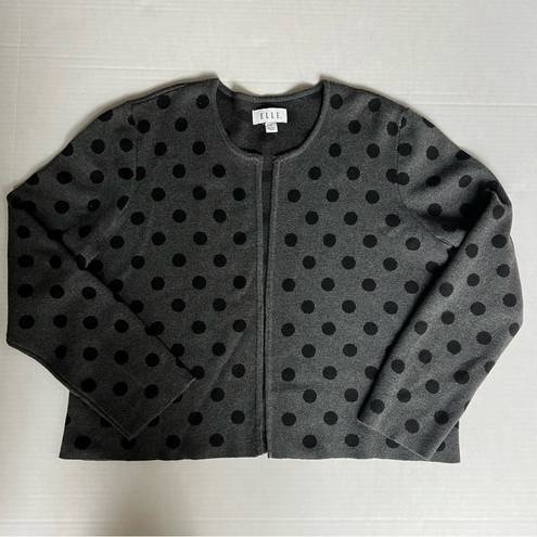 Elle  open front cardigan polka dots gray black size XL