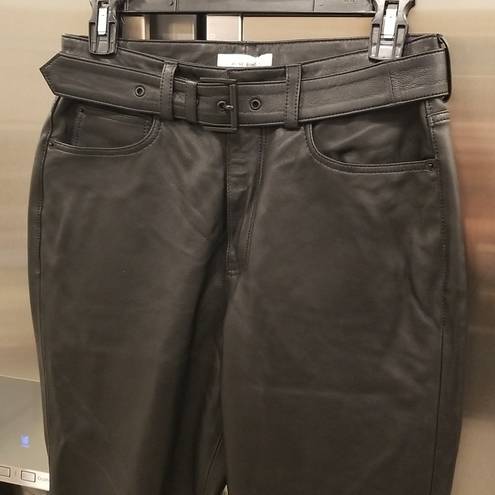 ANINE BING 💕💕 Connor Pant ~ 100% Leather Belted Straight Leg Black Small S NWT