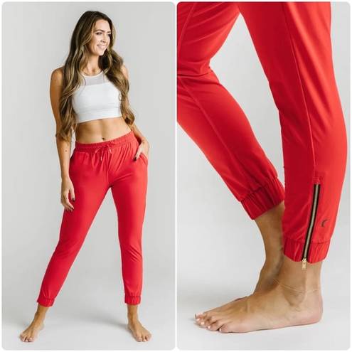 Zyia  Red Everywhere Zipper Joggers Size L