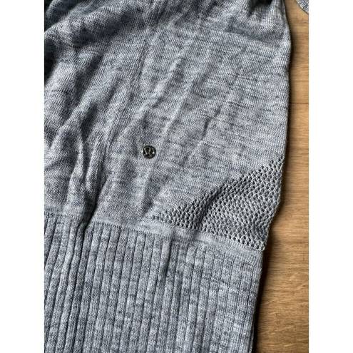 Lululemon Calm and Collected Wrap Heathered Sailboat Blue Sweater Size 6?