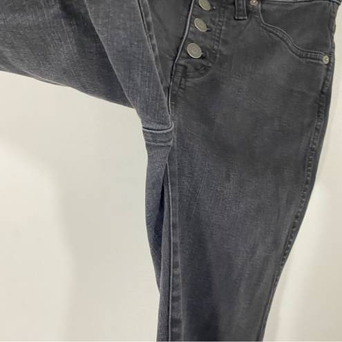 Madewell  10” High Rise Black Skinny Button Fly Distressed Hem Jeans