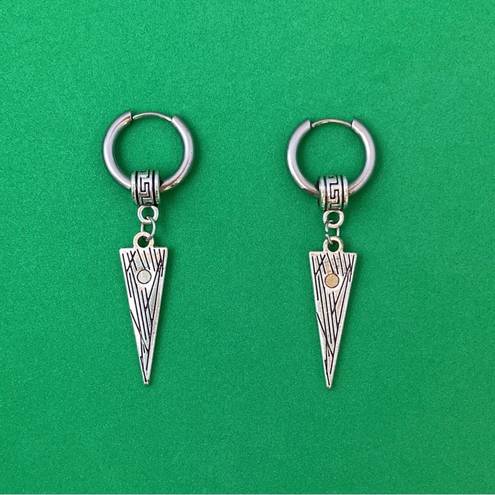925 Silver Plated Geometric Triangle Dangle Drop Earrings for Men Women