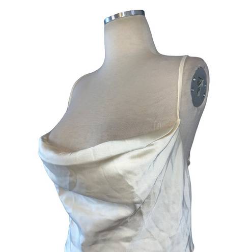 L'Academie  The Kali Top in Ivory Medium Womens Satin Backless Halter Tank