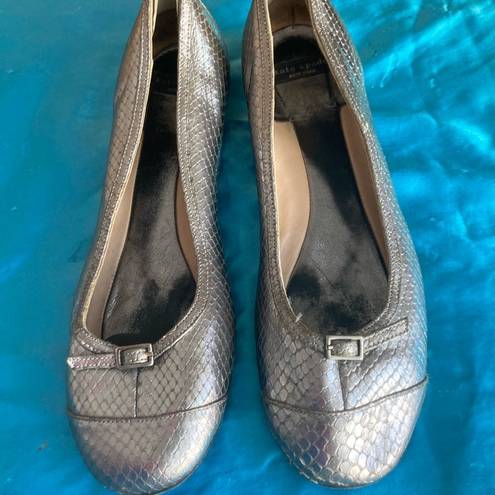 Kate Spade  metallic silver ballet slippers w/heel