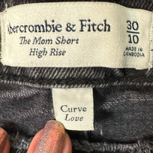 Abercrombie & Fitch  The Mom Short High Rise Curve Love Black 30 Shorts Raw Hems