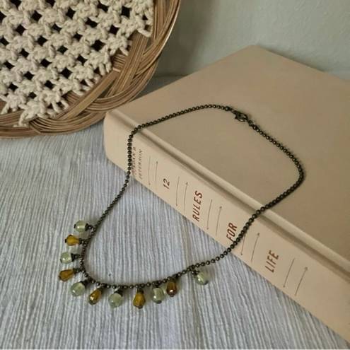 American Vintage Vintage “Saratoga” Brown Drop Bead Necklace Bohemian Tan Cream Gray Neutral