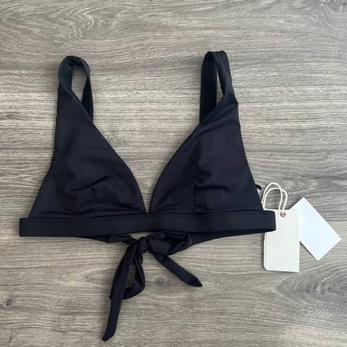 Good American NWT  Sexy Boost Triangle Bikini Top Black Tie Back Size 2 / Medium