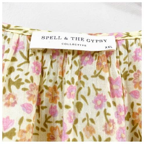Daisy Spell & The Collective Rue Blouse Floral  Yellow Long Sleeve Size XXL