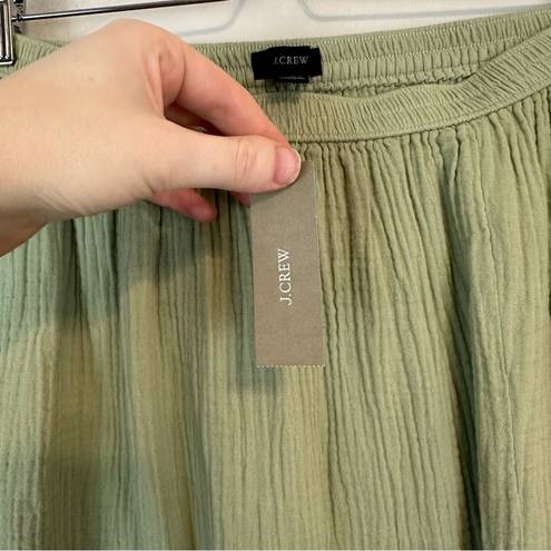 J.Crew  | Sage Green Gauze Cotton Elastic Waist Side Slit Maxi Skirt XS NWT