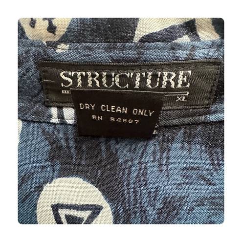 Structure ★ Vintage 90’s  Pattern Casual Button Down - Blue/White ★