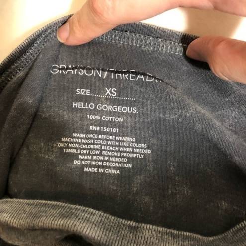 Grayson Threads NWOT Gray Acid Wash Vintage Long Sleeve Crop Top