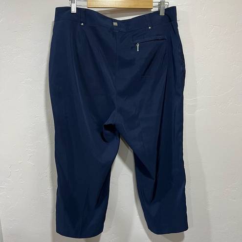 DKNYGOLF Capri Pant Sz 14 By Jamie Sadock Navy Stretch Pockets Loops Front Zip