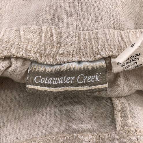 Coldwater Creek  Womens Size XL Pants Linen Blend Cream Drawstring Wide Leg USA