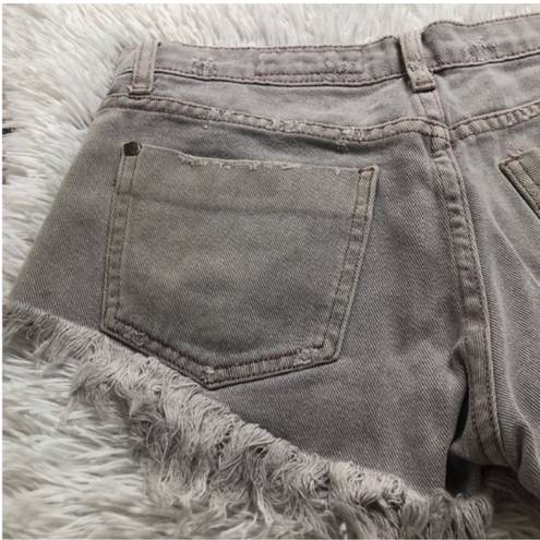 Pistola  Jean Shorts Denim Distressed Raw Hem Cut Off Gray Small