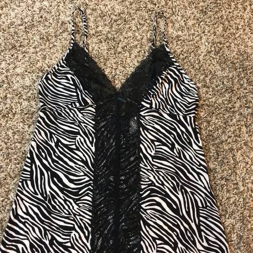 Frederick's of Hollywood  vintage zebra print lace mini slip dress