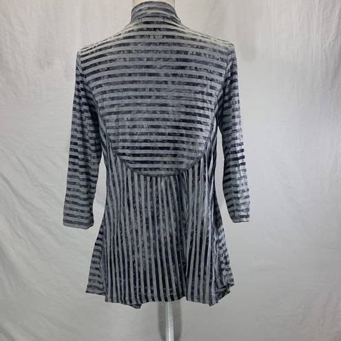 Live and let live  Open Front Asymmetrical hem Gray Striped Cardigan Size Medium