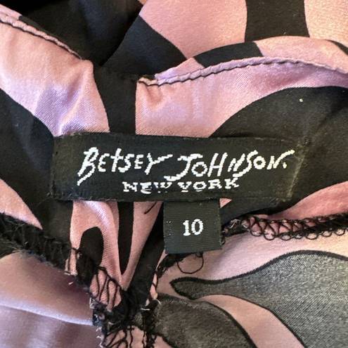 Betsey Johnson Vintage  Wiggle Bodycon Dress Size 10 Pink Black Animal Print Silk