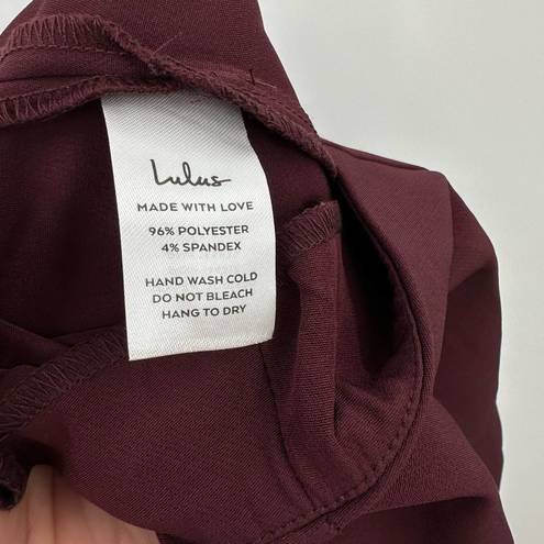 Lulus  Minding My Business High Rise Split Hem Pants Womens Sz XS Burgundy Red