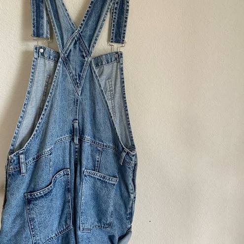 Free People  We The Free Denim Bib Cuffed Cottagecore Shortall/ Overalls Size XS