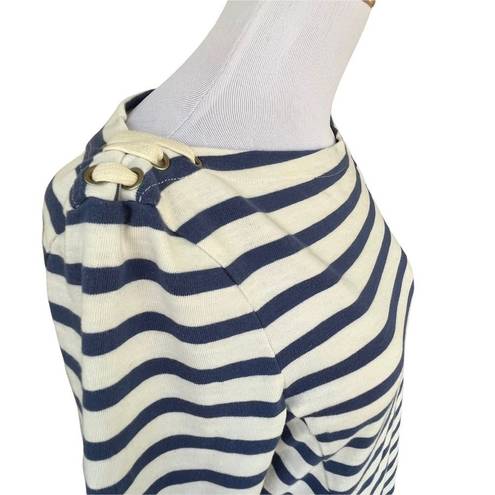 Veronica Beard  Nautical Stripe Top With Shoulder Lace Up Detail M